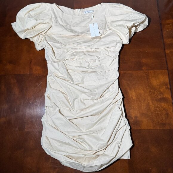 Endless Rose Dresses & Skirts - Endless Rose - Ruched Puff Sleeve Dress - Large - Ivory